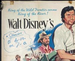 Davy Crockett et les pirates de la rivière Affiche de cinéma originale au format quad Disney 56