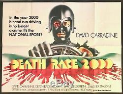 Death Race 2000 Original Film Quad Poster 1975 Stallone Carradine Chantrell Art