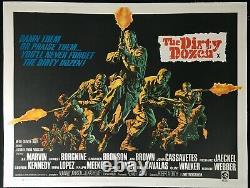 Dirty Dozen Original Quad Movie Poster Linen Soutenu 1967 Lee Marvin Exc Cond