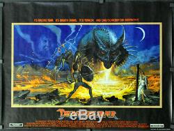 Dragonslayer 1981 Orig Affiche Film Quadrillée En Fils Quadrés 40 Peter Macnicole