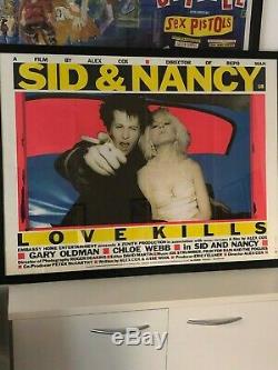 Encadré Sex Pistols Sid & Nancy Love Kills Énorme Rare Uk Quad Punk Affiche Du Film