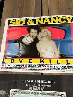 Encadré Sex Pistols Sid & Nancy Love Kills Énorme Rare Uk Quad Punk Affiche Du Film