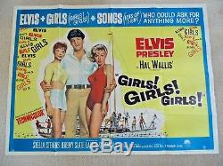 Fille Fille Fille Cinéma Original Uk Poster Film Quadien 1962 Elvis Presley Rare