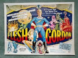 Flesh Gordon (1974) Poster De Cinéma Quad Britannique Original Fantasy Sexploitation Science-fiction