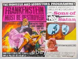 Frankenstein doit être détruit / Fils de Satan Affiche originale du film britannique Quad 1968