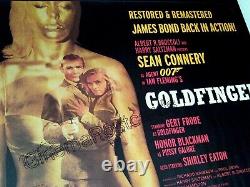 GOLDFINGER Affiche Quad ORIGINALE de James Bond 007 SIGNÉE par H. Blackman, T. Mallet et Eaton.