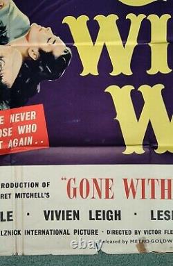 Gone With The Wind (1939) Vrare 1954 1ère Sortie Widescreen Uk Quad Film Poster