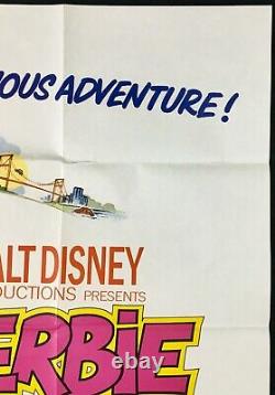 Herbie Rides À Nouveau Original Quad Affiche De Cinéma Love Bug Disney 1974