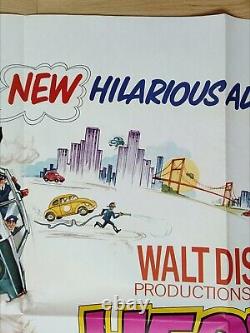 Herbie Rides Again (1974) Affiche Originale Du Cinéma Quad Britannique Disney Vw Beetle Car