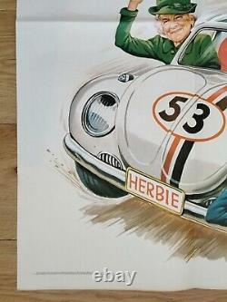 Herbie Rides Again (1974) Affiche Originale Du Cinéma Quad Britannique Disney Vw Beetle Car