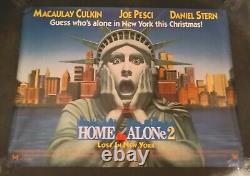 'Home Alone 2 Affiche de film quadriptyque originale roulée avec Macaulay Culkin Joe Pesci'