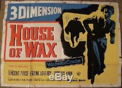 House Of Wax Affiche De Film Originale 1953 Au Royaume-uni Britannique Quad Vincent Prix 3d