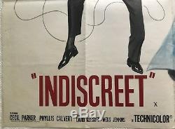 Indiscret Originale Britannique Film Quad Affiche 1958 Cary Grant, Ingrid Bergman