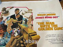 James Bond, The Man With The Golden Gun, Uk Movie Quad Linen Backed & Original