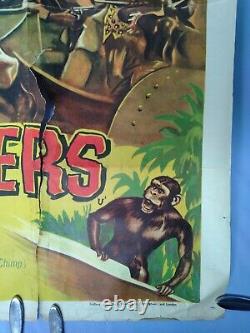 Jangle Man-eaters (1954) V. Rare Affiche Originale Du Quad Britannique Johnny Weissmuller