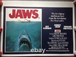 Jaws Quad 30x40 Lin Soutenu Original Film Cinéma Affiche Steven Spielberg