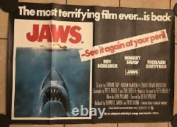 Jaws Rerelease Original Uk Movie Quad (1976)