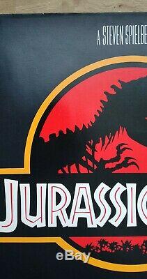 Jurassic Park (1993) D'origine Affiche Du Film Quad Uk Lamine Dinosaure Dépliée