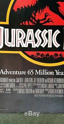 Jurassic Park (1993) Original Affiche Du Film Quad Uk Lamine Dépliée