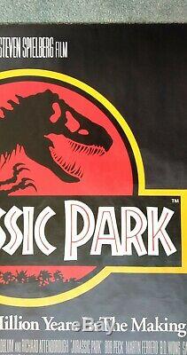 Jurassic Park (1993) Original Affiche Du Film Quad Uk Lamine Dépliée