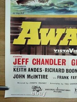 LOIN DE TOUS LES BATEAUX (1956) affiche originale UK quad superbe art de la marine de la Seconde Guerre mondiale de Bill Wiggins