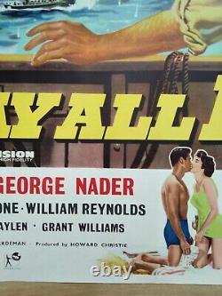 LOIN DE TOUS LES BATEAUX (1956) affiche originale UK quad superbe art de la marine de la Seconde Guerre mondiale de Bill Wiggins