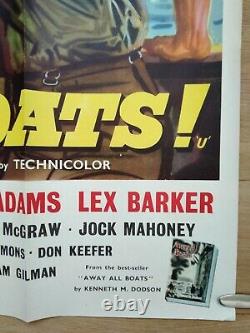 LOIN DE TOUS LES BATEAUX (1956) affiche originale UK quad superbe art de la marine de la Seconde Guerre mondiale de Bill Wiggins