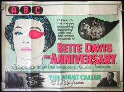L'Anniversaire AFFICHE ORIGINAL Quad Film Cinéma Bette Davis HAMMER 1968