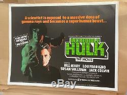 L'incroyable Hulk Uk Quad Entoilée (1979) Original Film Affiche Vintage