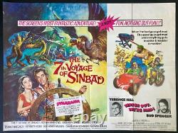 Le 7ème Voyage de Sinbad / Attention ! Affiche de film originale Quad Ray Harryhausen