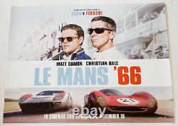 Le Mans'66 2019 UK Quad Matt Damon Christian Bale Ford V Ferrari Cinema movie translates to: Le Mans'66 2019 UK Quad Matt Damon Christian Bale Ford V Ferrari Film de cinéma