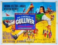 Les 3 Mondes de Gulliver Affiche de Film Quad Originale du Royaume-Uni 1960