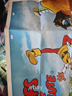 Les Schtroumpfs et la flûte magique affiche quad Royaume-Uni 1976 rare