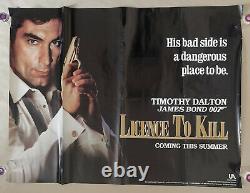 Licence To Kill 1989 Affiche De Cinéma Originale Du Royaume-uni Quad 007 James Bond