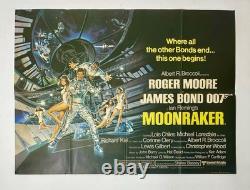 MOONRAKER Affiche de Film Originale de 1ère Sortie JAMES BOND Vintage 1979 UKQuad