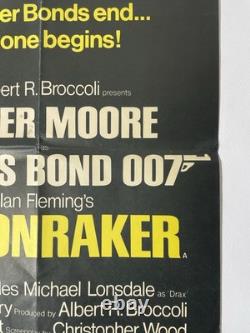 MOONRAKER Affiche de Film Originale de 1ère Sortie JAMES BOND Vintage 1979 UKQuad