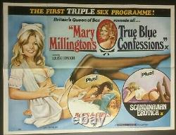 Mary Millington True Blue Confessions 1980 Cinéma Original Royaume-uni Quad Film Poster