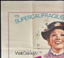 Mary Poppins Affiche de Film Originale Quad Julie Andrews Disney Années 1970