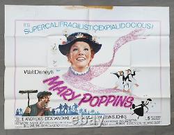 Mary Poppins Affiche de cinéma originale Quad Julie Andrews Disney années 1970 RR