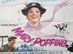 Mary Poppins Affiche de cinéma originale Quad Julie Andrews Disney années 1970 RR
