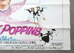 Mary Poppins Affiche de cinéma originale Quad Julie Andrews Disney années 1970 RR