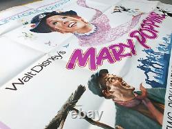 Mary Poppins Affiche de cinéma originale Quad Julie Andrews Disney années 1970 RR
