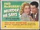 Meurtre, Dit-il - Affiche Originale Quad Du Film Avec Fred Macmurray Et Jean Heather, 1945