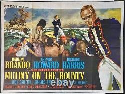 Mutinerie sur le Bounty - Affiche de film originale Quad Marlon Brando Trevor Howard 1962