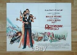 Octopussy (1983) D'origine Affiche Du Film Quad Britannique Roger Moore James Bond 007