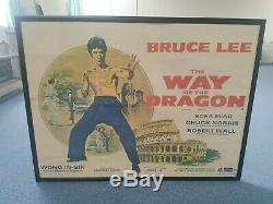 Original Bruce Lee Way Du Dragon Royaume-uni Film Quad Poster 1972