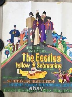 Original Vintage Yellow Submarine Quad Film Cinema Beatles Movie Poster 1968