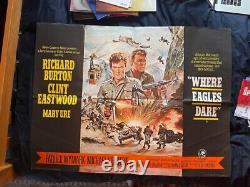 Où Les Eagles Dare Original Uk Quad Affiche De Film Clint Eastwood Richard Burton