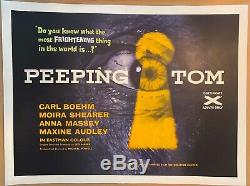 Peeping Tom Originale Entoilée (1960) Uk Quad Affiche De Film Michael Powell