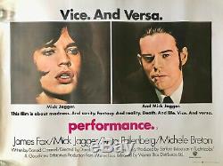 Performance Originale Britannique Film Quad Poster 1970 Mick Jagger James Fox
